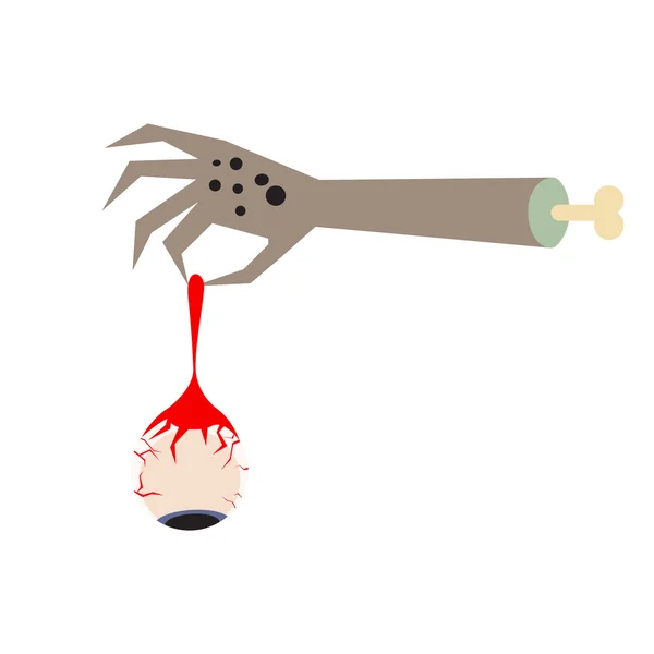 Zombie ruka držící oka vektorové ilustrace. — Stockový vektor