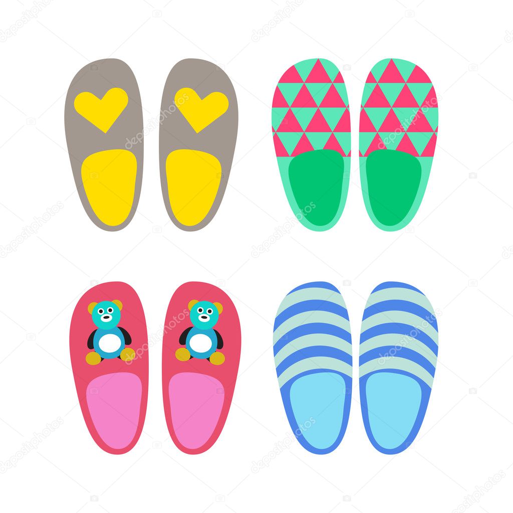 Home slippers vector icons.