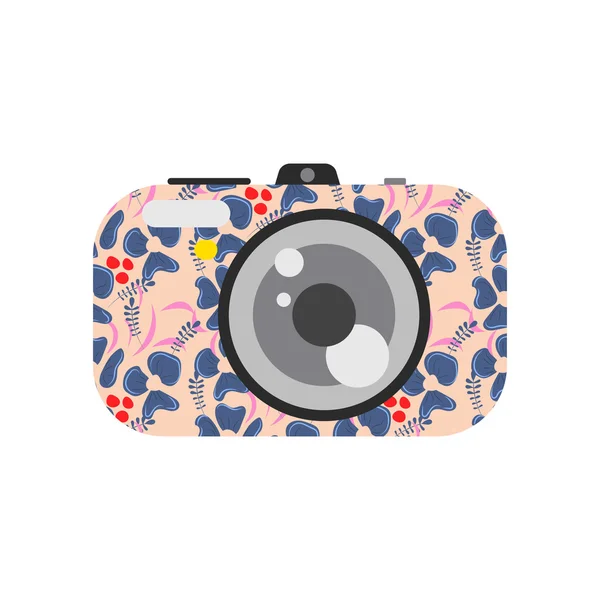 Photo digital camera with floral design. — Διανυσματικό Αρχείο