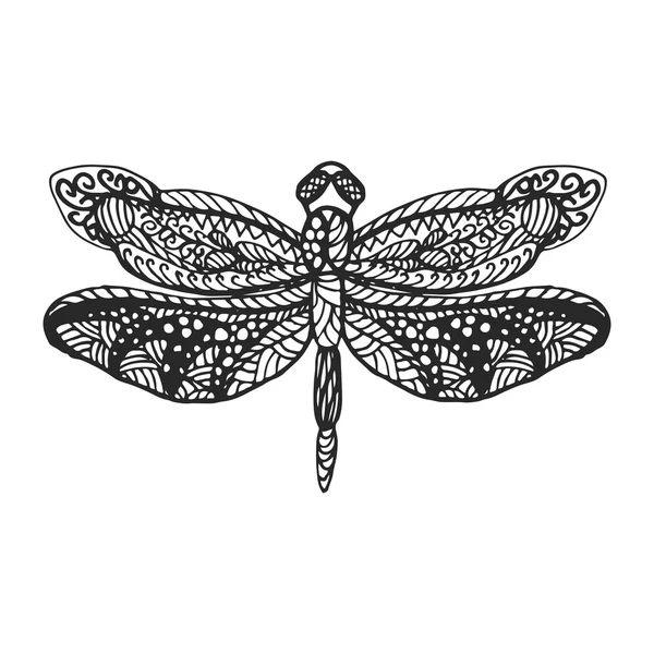 Dragonfly stencil patroon vectorillustratie. — Stockvector