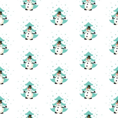 Orman desen eğlenceli kardan adam.