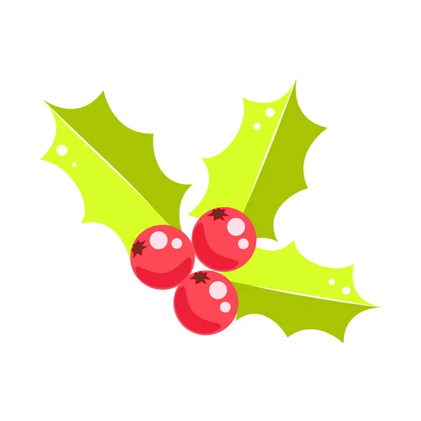 Holly berry karácsonyi vektor ikon. — Stock Vector