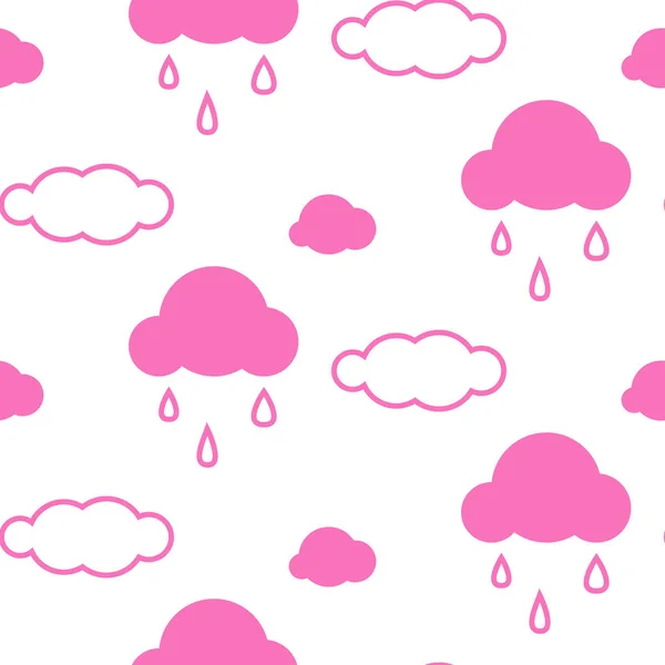 Nubes de cielo rosa patrón de vector sin costura . — Archivo Imágenes Vectoriales