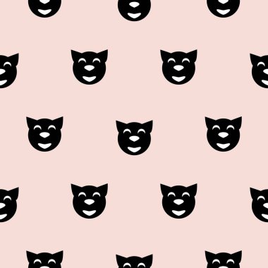 Siyah hipster kedi çocuk İskandinav desen.