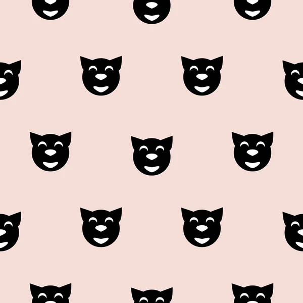 Black hipster cat kid scandinavian pattern. — Stock Vector