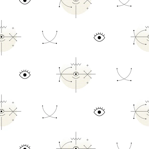 Formes de flèche de géométrie sacrée motif vectoriel sans couture . — Image vectorielle