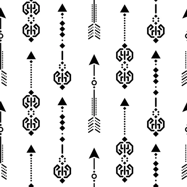 Aztec ethnic arrow ornament seamless vector pattern. — Stock Vector