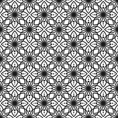 Siyah ve beyaz sorunsuz çiçek vektör desen.
