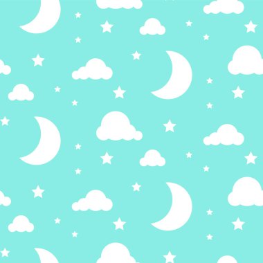 Starlight gece mavi sorunsuz vektör desen.