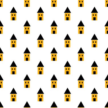 Seamless modeli basit sarı ve siyah evler.