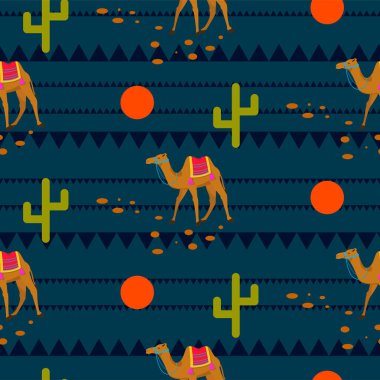 Develer çöl etnik gece mavi izi.