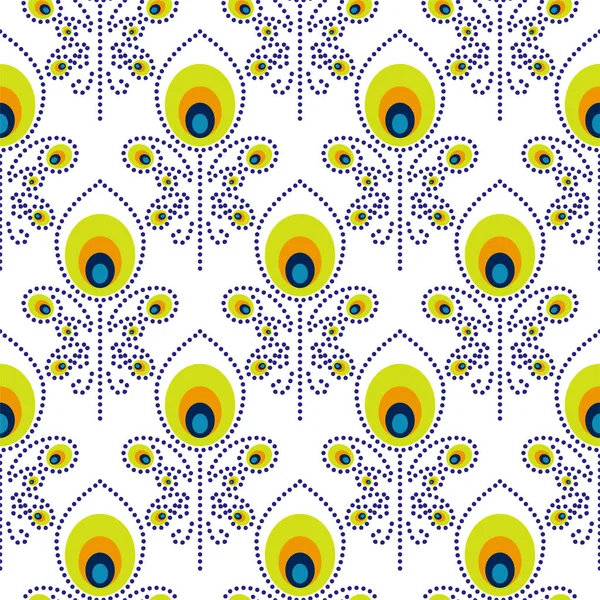 Peacock blue and green seamless vector pattern. — Stock Vector