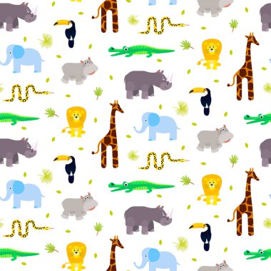 Hayvanat bahçesi hayvanları Dikişsiz desen vektör çocuk.