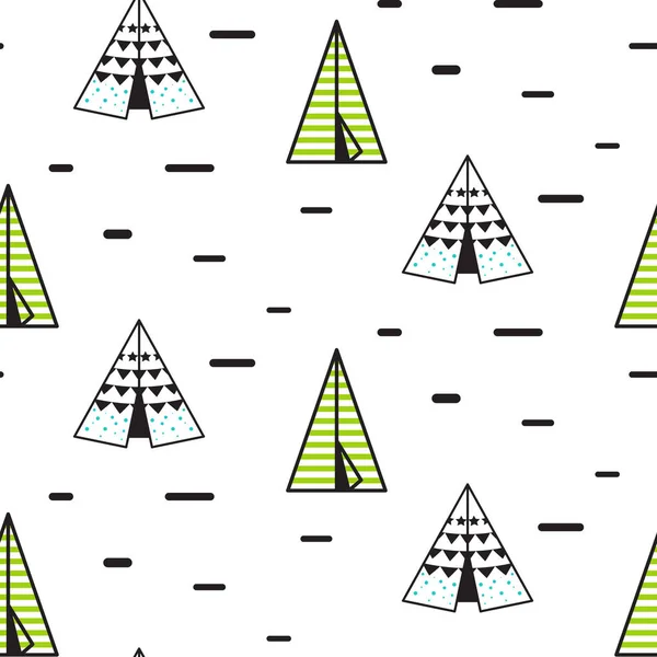 Tente de tipi vecteur motif sans couture . — Image vectorielle