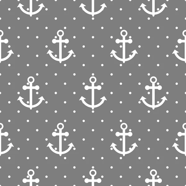 Seamless vector pattern with nautical anchors. — Stock Vector