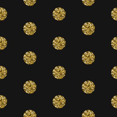Altın folyo pırıltılı glitter polkadot seamless modeli.