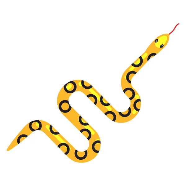 Illustration vectorielle de dessin animé de serpent tacheté jaune sur blanc . — Image vectorielle