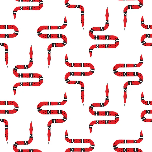 Красная змея на векторе белого бесшовного рисунка . — стоковый вектор
