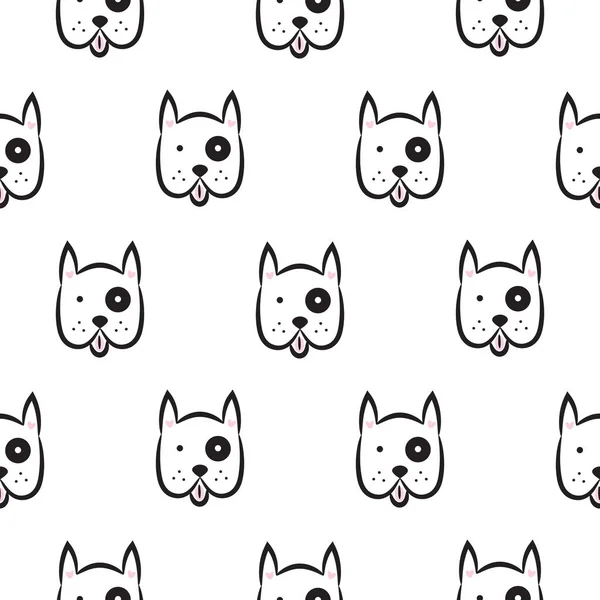 Boxer dog seamless vector monochrome pattern.