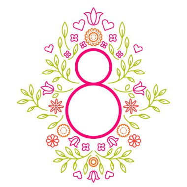 Mart 8 kadın günü için tebrik kartı şablonu.