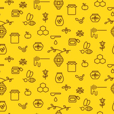 Tatlım anahat sarı simge sorunsuz vektör desen.