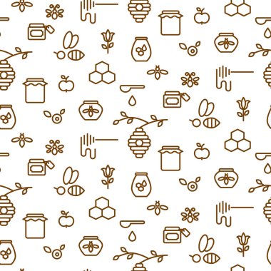 Arıcılık anahat simgesini sorunsuz vektör desen.