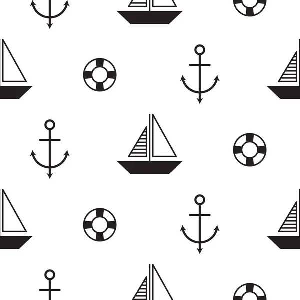 Sailboat seamless nautical vector pattern in scandinavian style. — Stock Vector
