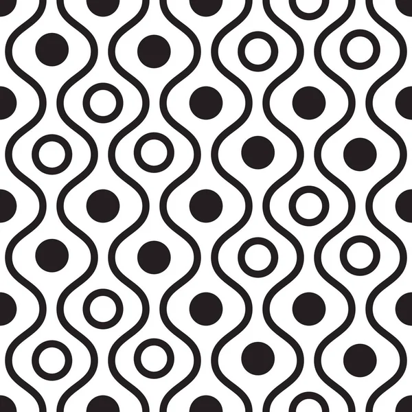 Geometrisches Schwarz-Weiß minimalistisches Wellenmuster. — Stockvektor