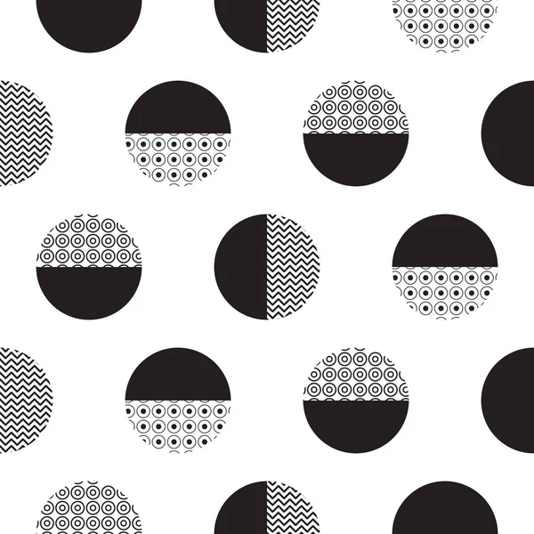 Geometrische schwarz-weiß gepunktete Kreise minimalistisches Muster. — Stockvektor
