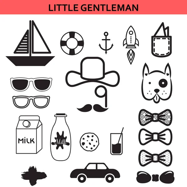 Pequenos ícones de vetor de contorno cavalheiro . —  Vetores de Stock