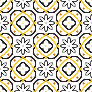 Azulejos siyah ve beyaz Akdeniz sorunsuz döşeme deseni.