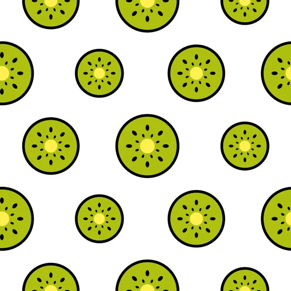 Ківі фруктові скибочки безшовний зелений візерунок на білому . — стоковий вектор