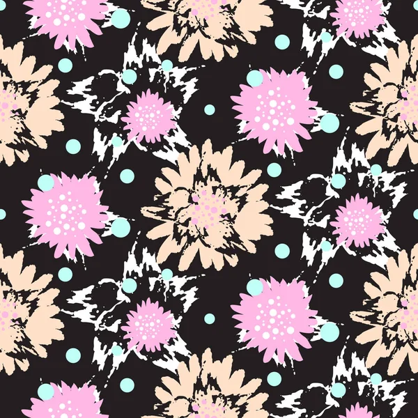 Coups de pinceau audacieux motif floral sans couture . — Image vectorielle