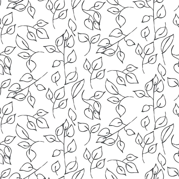 Folhas desenhadas à mão padrão vetor sem costura . — Vetor de Stock