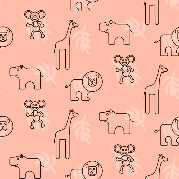 Safari animals kid seamless pattern vector. — Stock Vector
