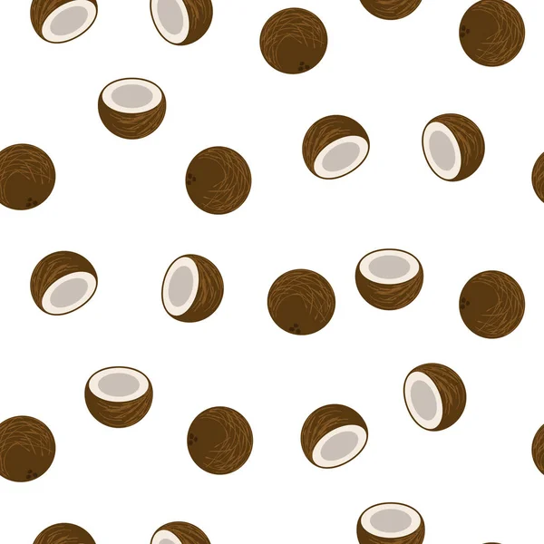 Coconut seamless vector pattern. — Stock Vector