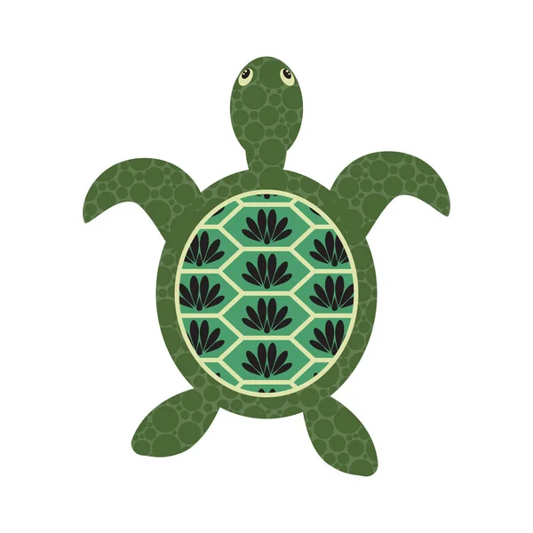Schildkröte Cartoon Vektor mit verzierten Schildkrötenpanzer. — Stockvektor