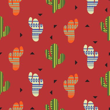 Kaktüs bitki vektör seamless modeli. Meksika tarzı renk kaktüsler Tekstil baskı.