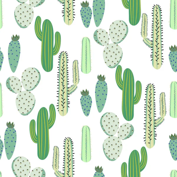 Various cacti desert vector seamless pattern. Abstract thorny plants nature fabric print. — Stock Vector