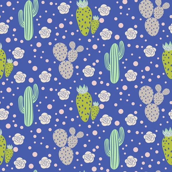 Kaktüs çöl vektör seamless modeli. Yeşil ve gri doğa kumaş baskı doku.