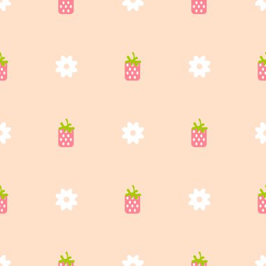 Çilek pembe ve şeftali rengi Dikişsiz desen.