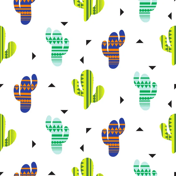 Kaktüsler kabile vektör seamless modeli. Meksika tarzı renk kaktüsler Tekstil baskı.