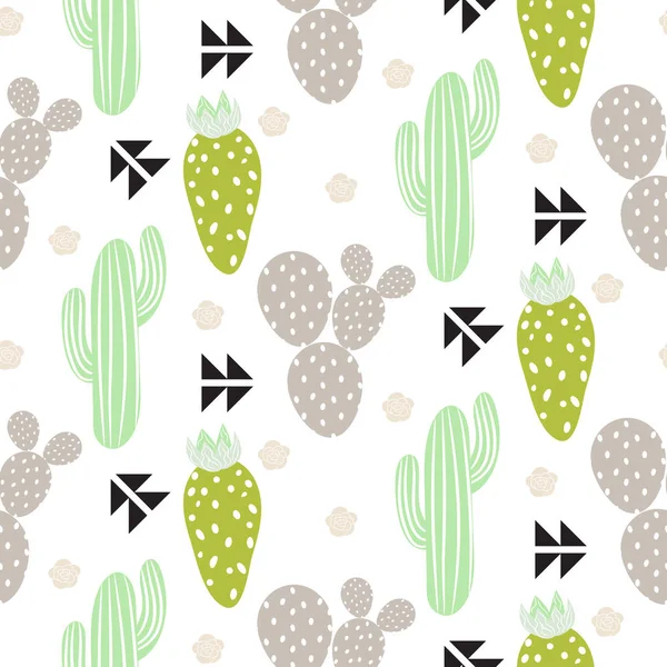 Cactus plant vector seamless pattern. Abstract hipster desert nature fabric print. — Stock Vector