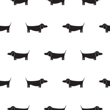 Dachshund Köpek siluet sorunsuz vektör tek renkli desen.