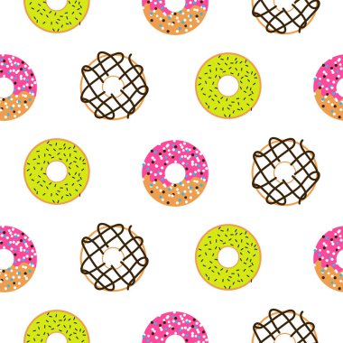 Çörek şeker sırlı sorunsuz vektör desen.