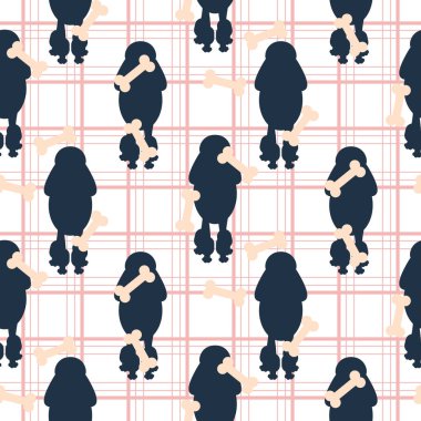 Kaniş köpek siluet sorunsuz vektör damalı deseni.