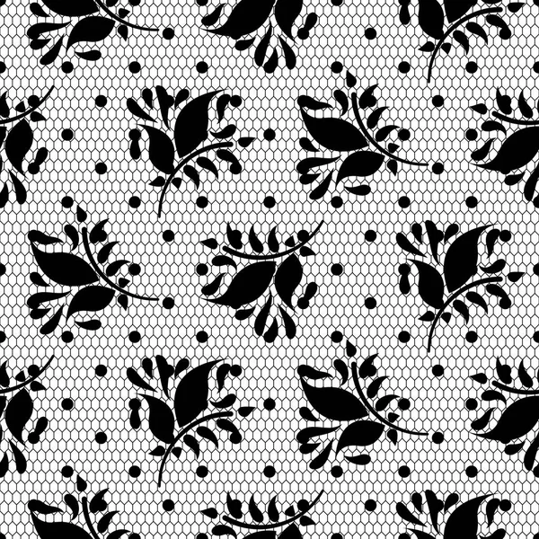 Encaje floral vector negro patrón sin costuras . — Vector de stock