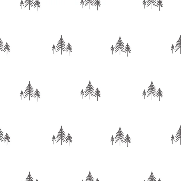 흰색 벡터 원활한 패턴에 스칸디나비아 간단한 숲 나무. — 스톡 벡터