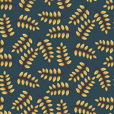 Dikişsiz desen solmuş sonbahar sarı sonbahar yaprakları.