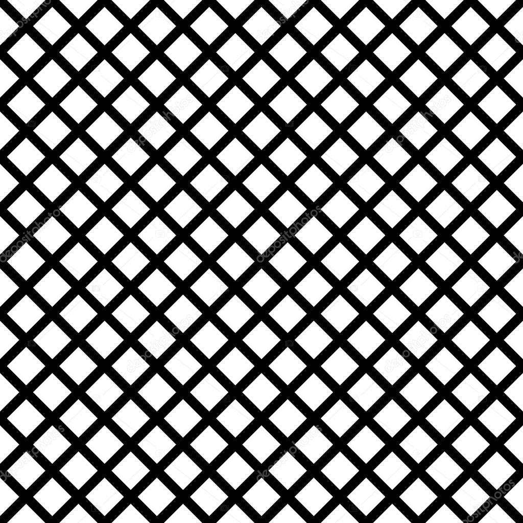 Chain-link geometric black on white seamless vector pattern.